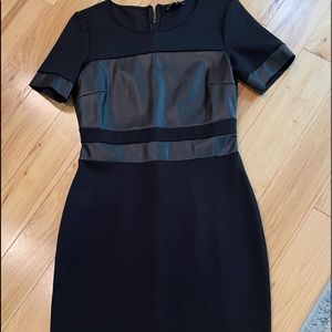 Kenneth Cole black scuba dress with faux leather detail